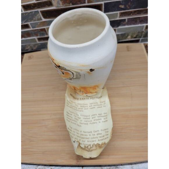Vintage Nemadji Vase, Earth Pottery, Swirl Southwestern Style Decor 6-1/4" - Picture 5 of 5